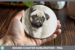 GorgeousDogs 02 Tree Peek Round Coaster design.