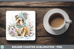 GorgeousDogs 02 Winter Knit Hat Square Coaster design.