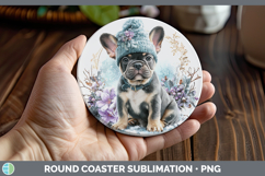 GorgeousDogs 02 Winter Knit Hat Round Coaster design.