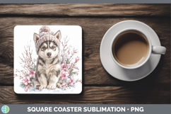 GorgeousDogs 02 Winter Knit Hat Square Coaster design.