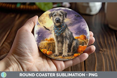 GorgeousDogs 03 Bandana Halloween Round Coaster design.