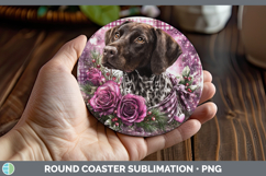GorgeousDogs 03 Checker Valentine Round Coaster design.