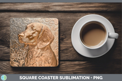 GorgeousDogs 03 Copper Relief Square Coaster design.