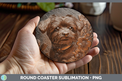 GorgeousDogs 03 Copper Relief Round Coaster design.