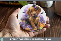 GorgeousDogs 03 Halloween Round Coaster design.