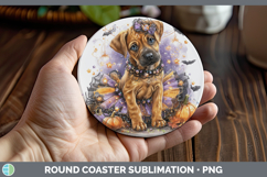 GorgeousDogs 03 Halloween Round Coaster design.