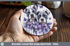 GorgeousDogs 03 Purple Drips Round Coaster design.