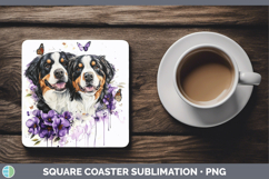 GorgeousDogs 03 Purple Drips Square Coaster design.
