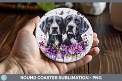 GorgeousDogs 03 Purple Drips Round Coaster design.
