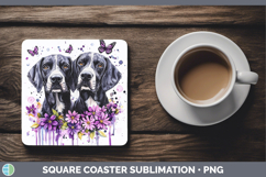 GorgeousDogs 03 Purple Drips Square Coaster design.