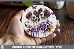 GorgeousDogs 03 Purple Drips Round Coaster design.