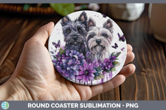 GorgeousDogs 03 Purple Drips Round Coaster design.