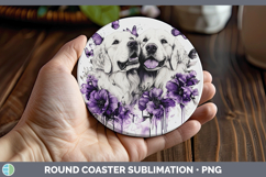 GorgeousDogs 03 Purple Drips Round Coaster design.