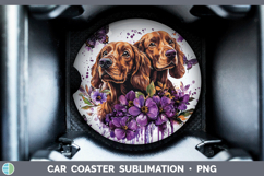 GorgeousDogs 03 Purple Drips Car Coaster design.