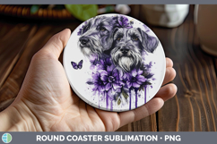 GorgeousDogs 03 Purple Drips Round Coaster design.