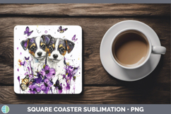 GorgeousDogs 03 Purple Drips Square Coaster design.