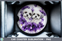 GorgeousDogs 03 Purple Drips Car Coaster design.