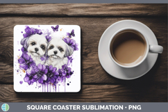 GorgeousDogs 03 Purple Drips Square Coaster design.