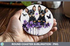 GorgeousDogs 03 Purple Drips Round Coaster design.