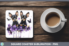 GorgeousDogs 03 Purple Drips Square Coaster design.