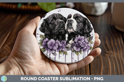 GorgeousDogs 03 Purple Drips Round Coaster design.