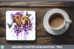GorgeousDogs 03 Purple Drips Square Coaster design.