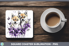 GorgeousDogs 03 Purple Drips Square Coaster design.