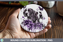 GorgeousDogs 03 Purple Drips Round Coaster design.