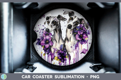 GorgeousDogs 03 Purple Drips Car Coaster design.
