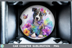 GorgeousDogs 03 Rainbow Summer Car Coaster design.