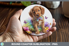 GorgeousDogs 03 Rainbow Summer Round Coaster design.