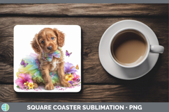 GorgeousDogs 03 Rainbow Summer Square Coaster design.