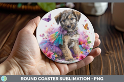 GorgeousDogs 03 Rainbow Summer Round Coaster design.