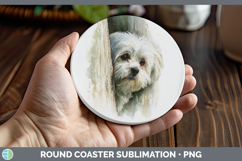 GorgeousDogs 03 Tree Peek Round Coaster design.