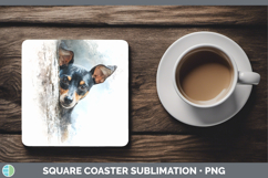 GorgeousDogs 03 Tree Peek Square Coaster design.