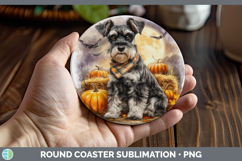 GorgeousDogs 04 Bandana Halloween Round Coaster design.