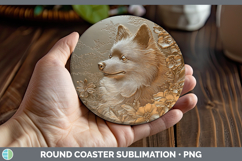 GorgeousDogs 04 Copper Relief Round Coaster design.