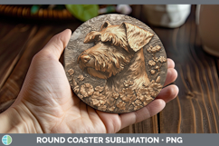 GorgeousDogs 04 Copper Relief Round Coaster design.