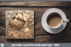 GorgeousDogs 04 Copper Relief Square Coaster design.