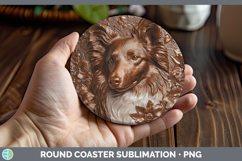 GorgeousDogs 04 Copper Relief Round Coaster design.