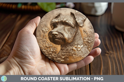 GorgeousDogs 04 Copper Relief Round Coaster design.