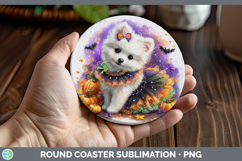 GorgeousDogs 04 Halloween Round Coaster design.