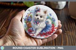 GorgeousDogs 04 Patriotic Round Coaster design.