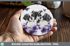 GorgeousDogs 04 Purple Drips Round Coaster design.