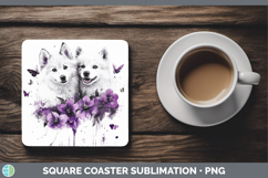GorgeousDogs 04 Purple Drips Square Coaster design.