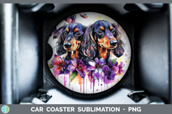 GorgeousDogs 04 Purple Drips Car Coaster design.