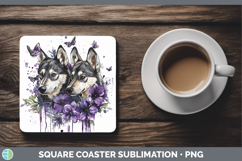GorgeousDogs 04 Purple Drips Square Coaster design.
