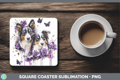 GorgeousDogs 04 Purple Drips Square Coaster design.