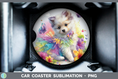 GorgeousDogs 04 Rainbow Summer Car Coaster design.