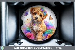 GorgeousDogs 04 Rainbow Summer Car Coaster design.
